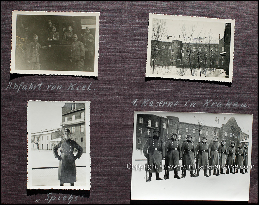 Polizei Bataillon 106, 9.Komp, Krakau, Poland, 1939. Abfahrt von Kiel. 1. Kaserne in Krakau. 