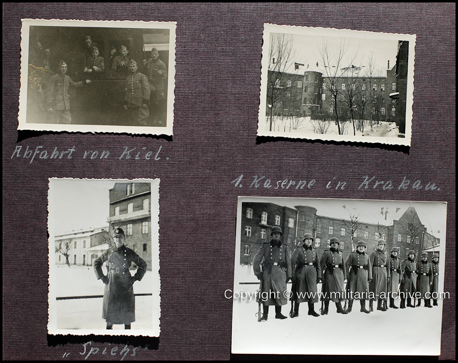 Polizei Bataillon 106, 9.Komp, Krakau, Poland, 1939. Abfahrt von Kiel. 1. Kaserne in Krakau. 