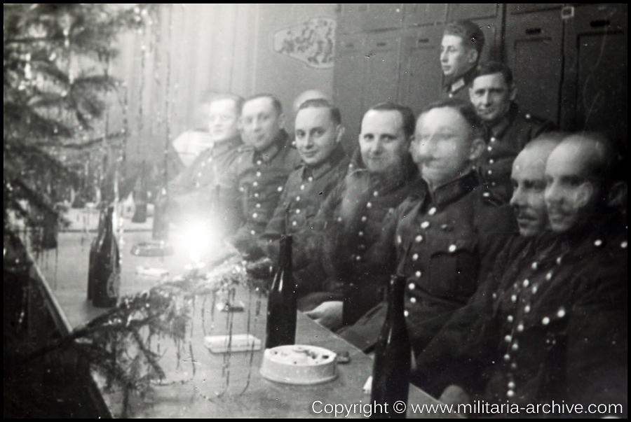 Polizei Bataillon 106, 9.Komp, Krakau, Poland, December 1939. Weihnachtsfeier in Krakau. Eugen Ohliger center rear.