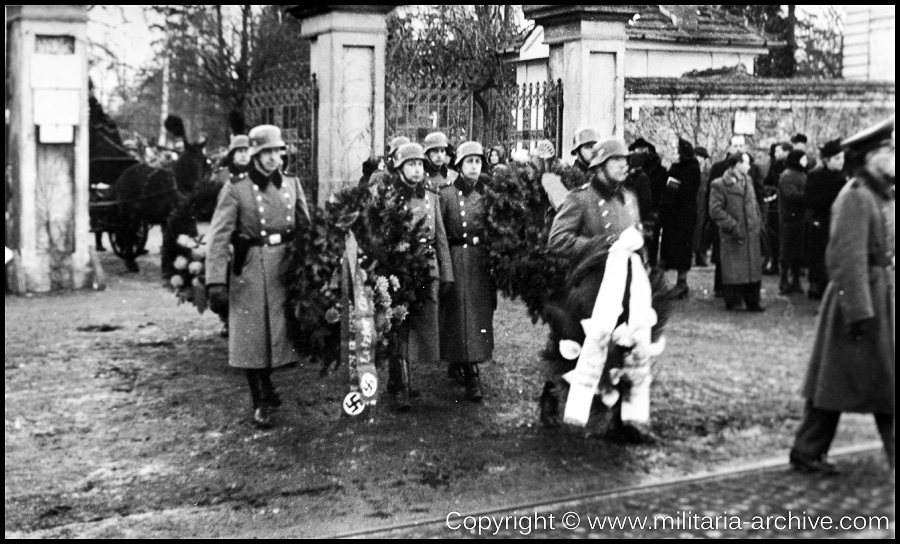 Polizei Bataillon 106, 9.Komp, Krakau, Poland 1940. Funeral of Polizei-Wachtmeister Hermann Christian Kaetow, died 23.02.1940, Witkowice bei Krakau.