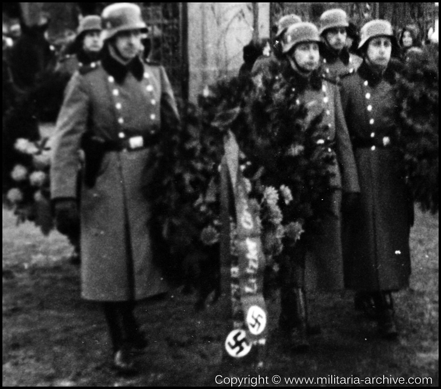 Polizei Bataillon 106, 9.Komp, Krakau, Poland 1940. Funeral of Polizei-Wachtmeister Hermann Christian Kaetow, died 23.02.1940, Witkowice bei Krakau.