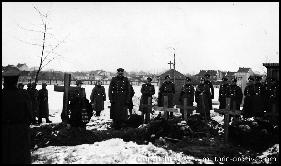 Polizei Bataillon 106, 9.Komp, Krakau, Poland 1940. Funeral of Polizei-Wachtmeister Hermann Christian Kaetow, died 23.02.1940, Witkowice bei Krakau.