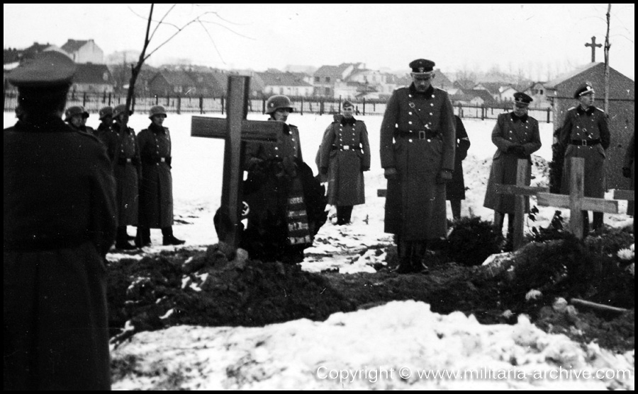 Polizei Bataillon 106, 9.Komp, Krakau, Poland 1940. Funeral of Polizei-Wachtmeister Hermann Christian Kaetow, died 23.02.1940, Witkowice bei Krakau.