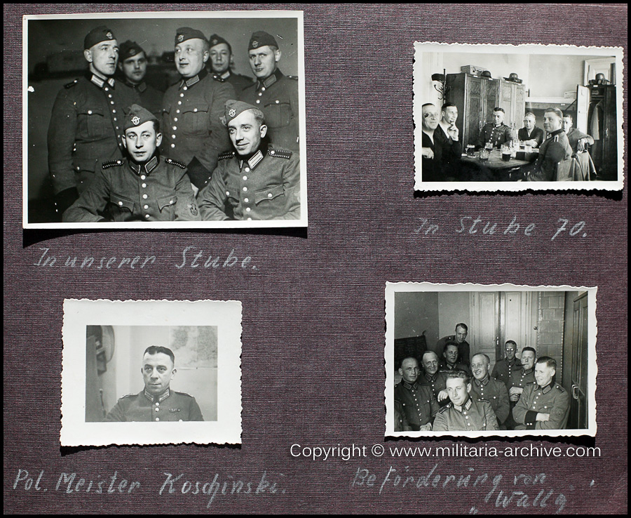 Polizei Bataillon 106, 9.Komp, Krakau, Poland 1940. In underen Stube. In Stube 70. Pol.Meister Koschinski. beförderungen vor Wall.