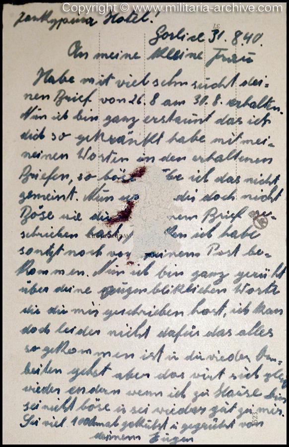 Polizei Bataillon 106, 9.Komp, Kyrnica, Poland 1940. W.d.R. Eugen Ohliger, Feldpost Gorlice (Krynica) 31st August 1940.