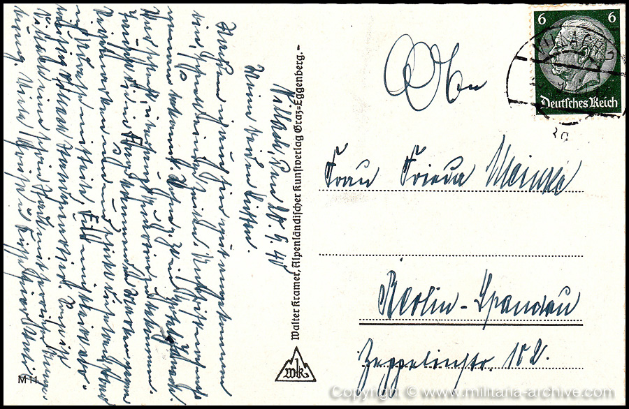 Collection of over180 items of Feldpost, Letters, Postcards, Telegraphs belonging to Polizei Obersekretär Adolf Meinke. The period covered includes 3.Komp, Pol.Btl.181, Polizei-Bataillon 2, 1. Kompanie Pol.Rgt 1, Pol.Rgt 14.