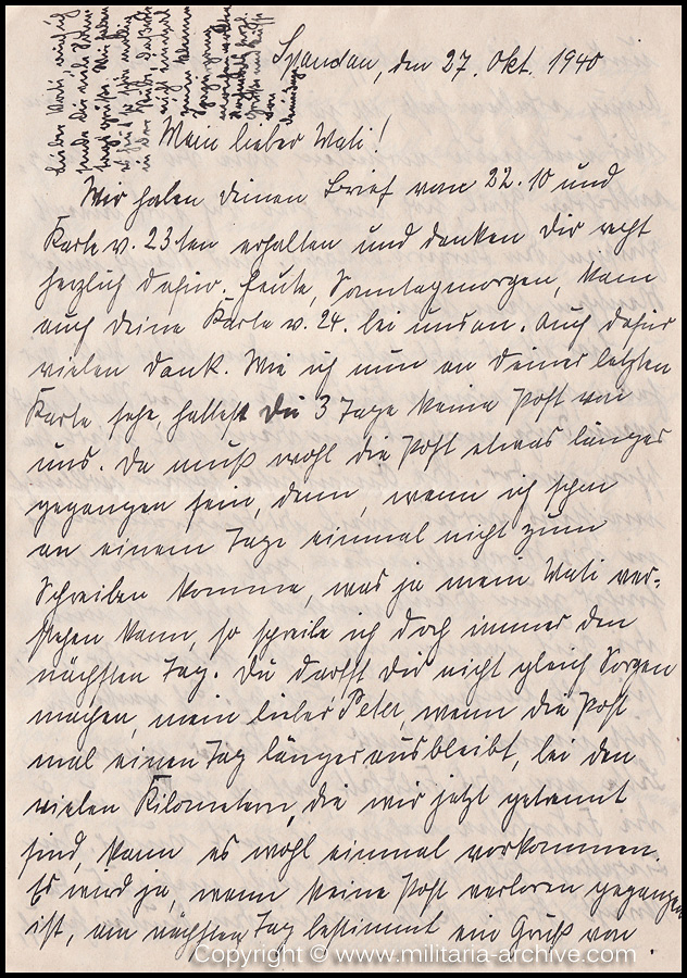 Collection of over180 items of Feldpost, Letters, Postcards, Telegraphs belonging to Polizei Obersekretär Adolf Meinke. The period covered includes 3.Komp, Pol.Btl.181, Polizei-Bataillon 2, 1. Kompanie Pol.Rgt 1, Pol.Rgt 14.