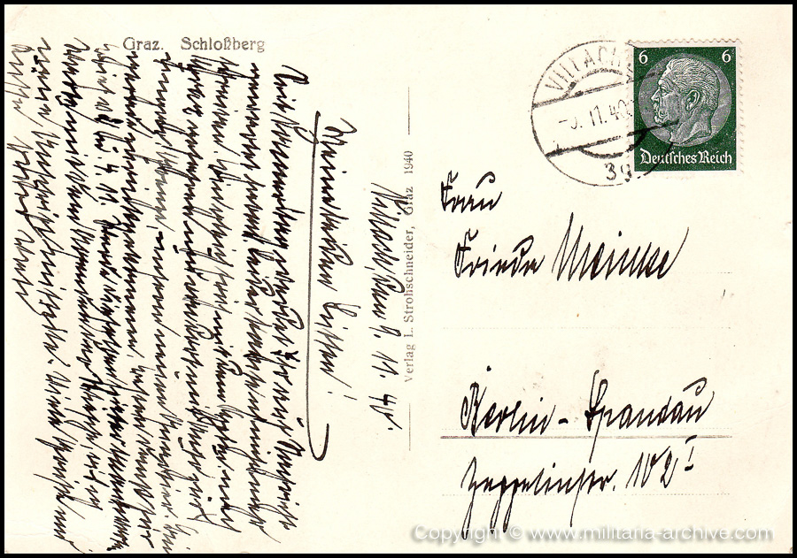 Collection of over180 items of Feldpost, Letters, Postcards, Telegraphs belonging to Polizei Obersekretär Adolf Meinke. The period covered includes 3.Komp, Pol.Btl.181, Polizei-Bataillon 2, 1. Kompanie Pol.Rgt 1, Pol.Rgt 14.