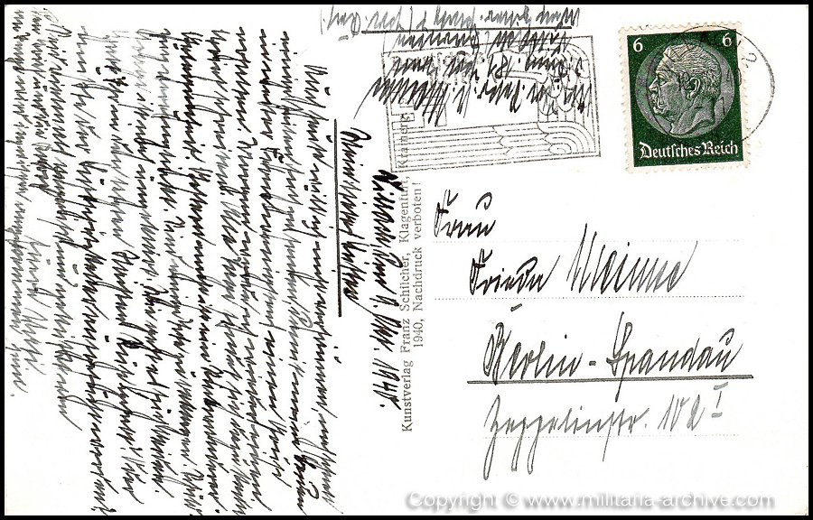 Collection of over180 items of Feldpost, Letters, Postcards, Telegraphs belonging to Polizei Obersekretär Adolf Meinke. The period covered includes 3.Komp, Pol.Btl.181, Polizei-Bataillon 2, 1. Kompanie Pol.Rgt 1, Pol.Rgt 14.