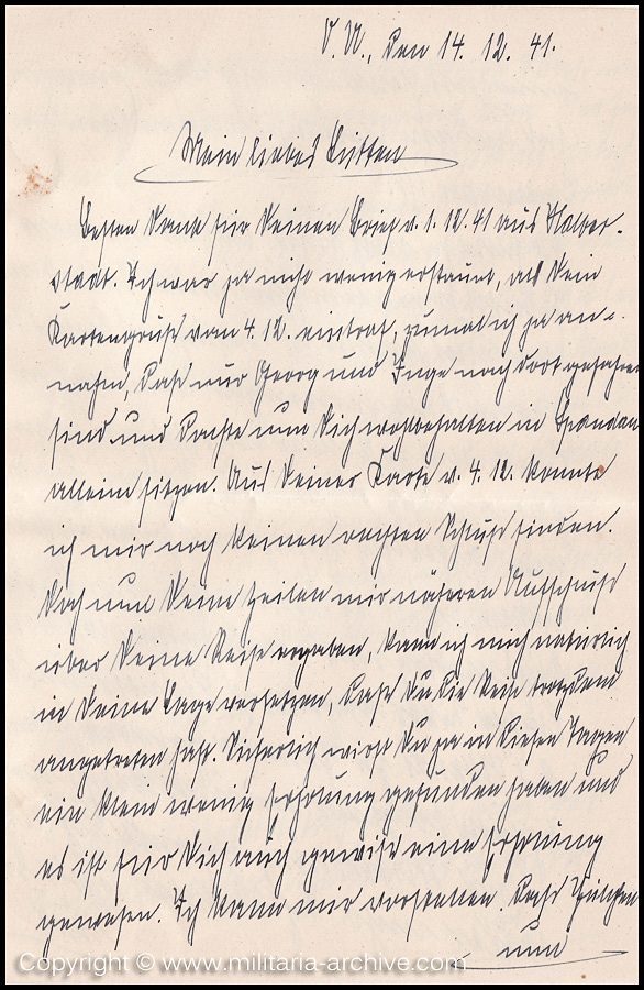 Collection of over180 items of Feldpost, Letters, Postcards, Telegraphs belonging to Polizei Obersekretär Adolf Meinke. The period covered includes 3.Komp, Pol.Btl.181, Polizei-Bataillon 2, 1. Kompanie Pol.Rgt 1, Pol.Rgt 14.