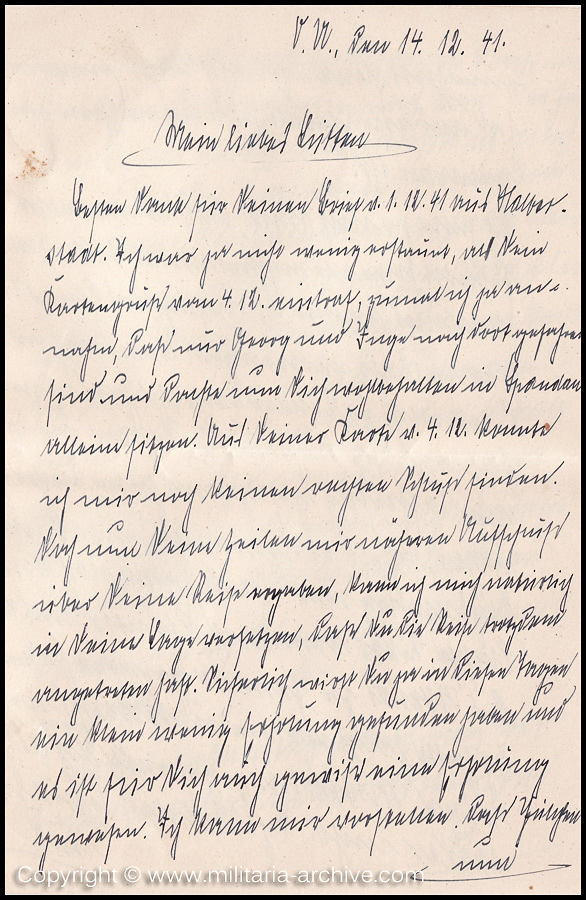 Collection of over180 items of Feldpost, Letters, Postcards, Telegraphs belonging to Polizei Obersekretär Adolf Meinke. The period covered includes 3.Komp, Pol.Btl.181, Polizei-Bataillon 2, 1. Kompanie Pol.Rgt 1, Pol.Rgt 14.