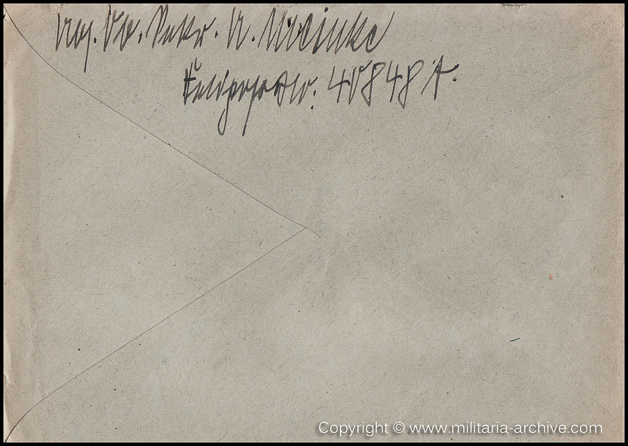 Collection of over180 items of Feldpost, Letters, Postcards, Telegraphs belonging to Polizei Obersekretär Adolf Meinke. The period covered includes 3.Komp, Pol.Btl.181, Polizei-Bataillon 2, 1. Kompanie Pol.Rgt 1, Pol.Rgt 14.