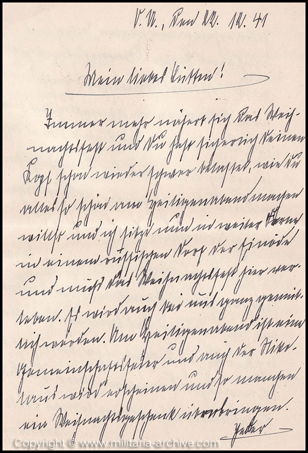 Collection of over180 items of Feldpost, Letters, Postcards, Telegraphs belonging to Polizei Obersekretär Adolf Meinke. The period covered includes 3.Komp, Pol.Btl.181, Polizei-Bataillon 2, 1. Kompanie Pol.Rgt 1, Pol.Rgt 14.