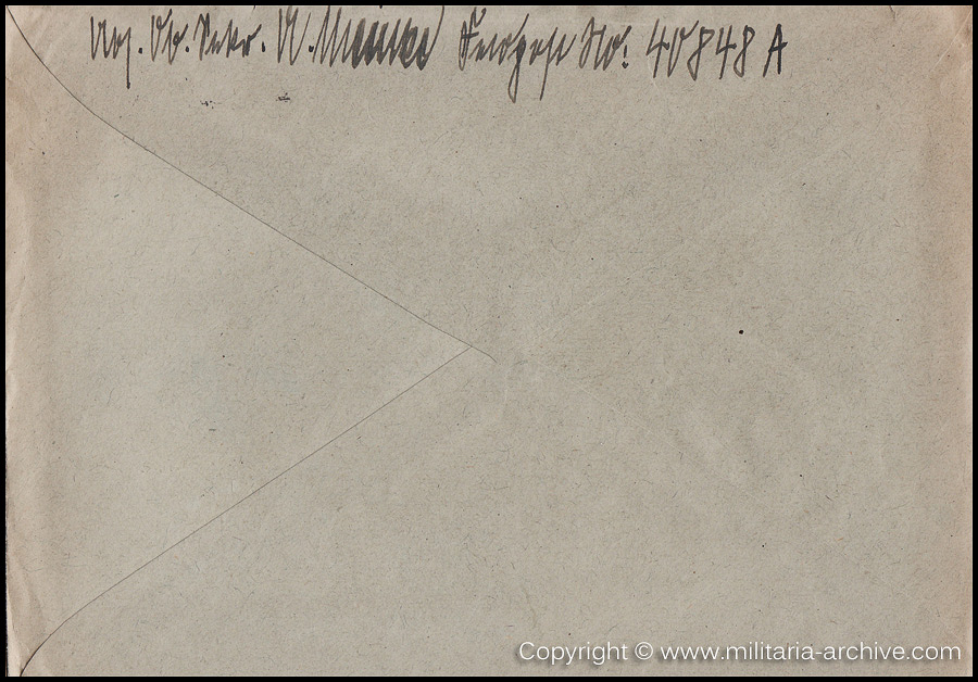 Collection of over180 items of Feldpost, Letters, Postcards, Telegraphs belonging to Polizei Obersekretär Adolf Meinke. The period covered includes 3.Komp, Pol.Btl.181, Polizei-Bataillon 2, 1. Kompanie Pol.Rgt 1, Pol.Rgt 14.