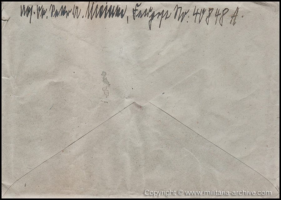 Collection of over180 items of Feldpost, Letters, Postcards, Telegraphs belonging to Polizei Obersekretär Adolf Meinke. The period covered includes 3.Komp, Pol.Btl.181, Polizei-Bataillon 2, 1. Kompanie Pol.Rgt 1, Pol.Rgt 14.