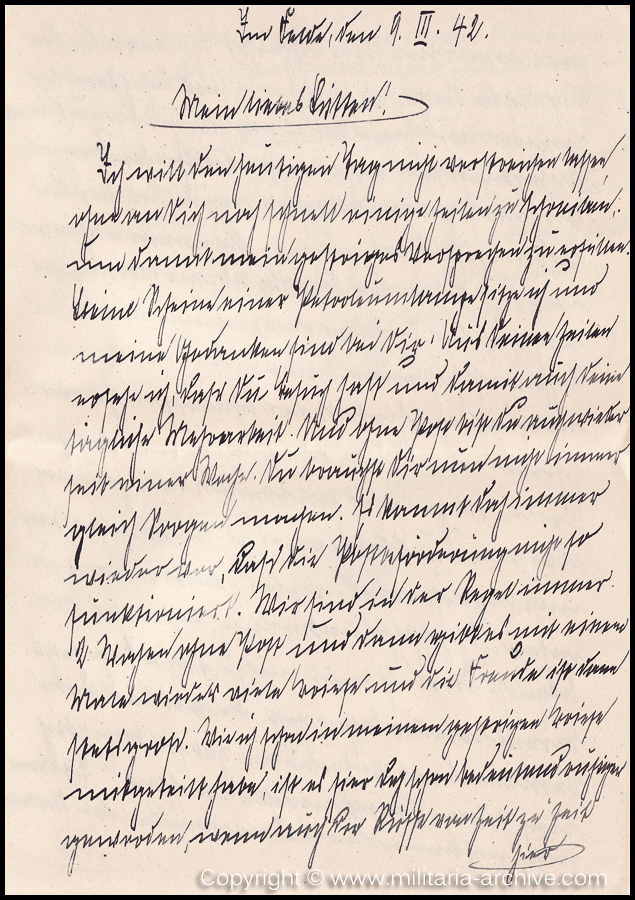 Collection of over180 items of Feldpost, Letters, Postcards, Telegraphs belonging to Polizei Obersekretär Adolf Meinke. The period covered includes 3.Komp, Pol.Btl.181, Polizei-Bataillon 2, 1. Kompanie Pol.Rgt 1, Pol.Rgt 14.