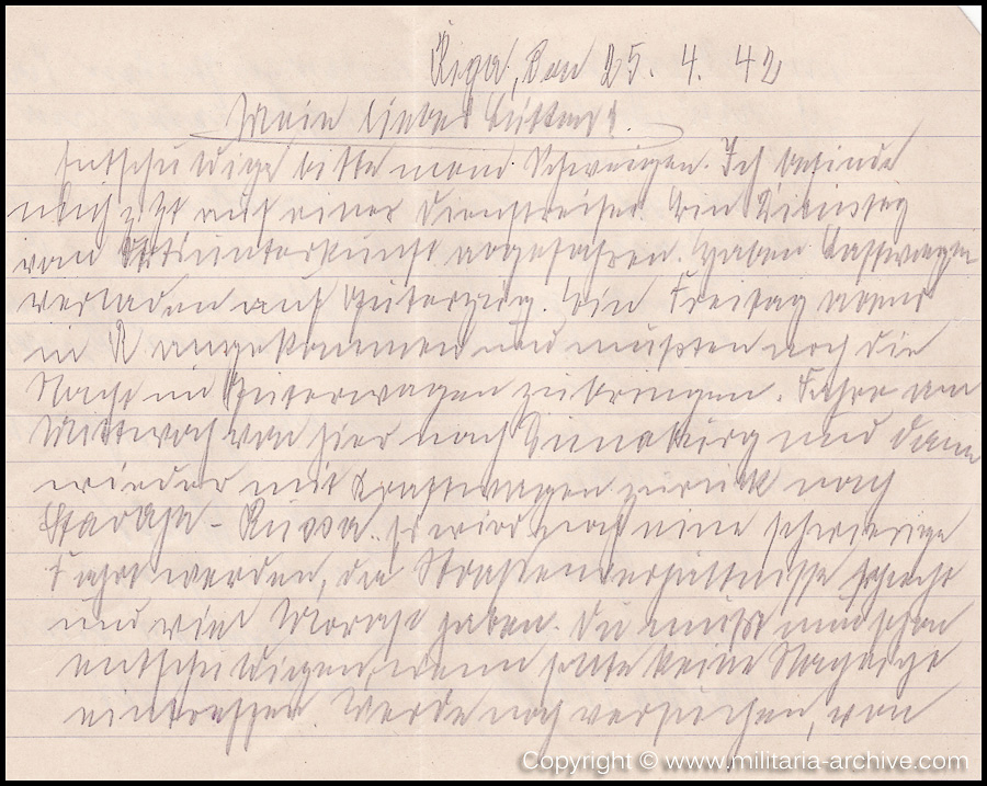 Collection of over180 items of Feldpost, Letters, Postcards, Telegraphs belonging to Polizei Obersekretär Adolf Meinke. The period covered includes 3.Komp, Pol.Btl.181, Polizei-Bataillon 2, 1. Kompanie Pol.Rgt 1, Pol.Rgt 14.