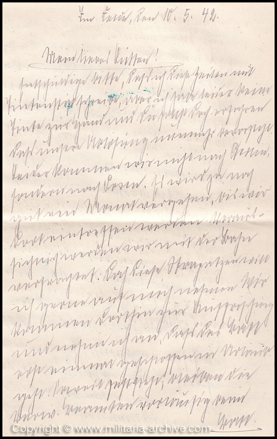 Collection of over180 items of Feldpost, Letters, Postcards, Telegraphs belonging to Polizei Obersekretär Adolf Meinke. The period covered includes 3.Komp, Pol.Btl.181, Polizei-Bataillon 2, 1. Kompanie Pol.Rgt 1, Pol.Rgt 14.