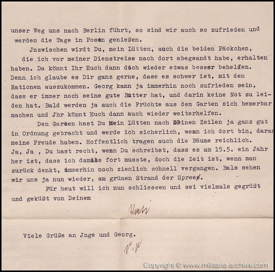 Collection of over180 items of Feldpost, Letters, Postcards, Telegraphs belonging to Polizei Obersekretär Adolf Meinke. The period covered includes 3.Komp, Pol.Btl.181, Polizei-Bataillon 2, 1. Kompanie Pol.Rgt 1, Pol.Rgt 14.