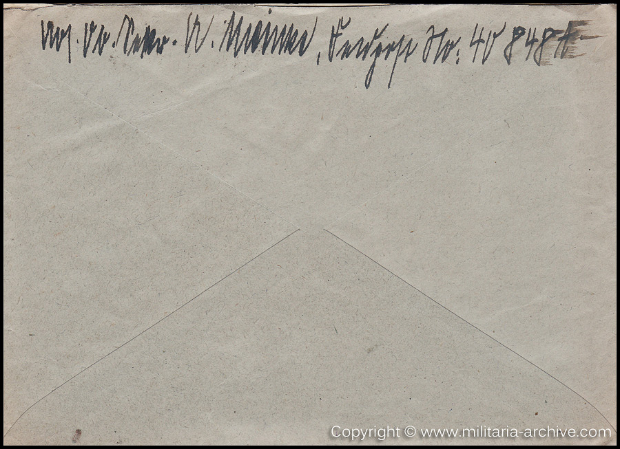 Collection of over180 items of Feldpost, Letters, Postcards, Telegraphs belonging to Polizei Obersekretär Adolf Meinke. The period covered includes 3.Komp, Pol.Btl.181, Polizei-Bataillon 2, 1. Kompanie Pol.Rgt 1, Pol.Rgt 14.
