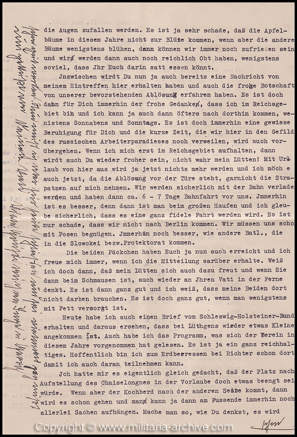 Collection of over180 items of Feldpost, Letters, Postcards, Telegraphs belonging to Polizei Obersekretär Adolf Meinke. The period covered includes 3.Komp, Pol.Btl.181, Polizei-Bataillon 2, 1. Kompanie Pol.Rgt 1, Pol.Rgt 14.