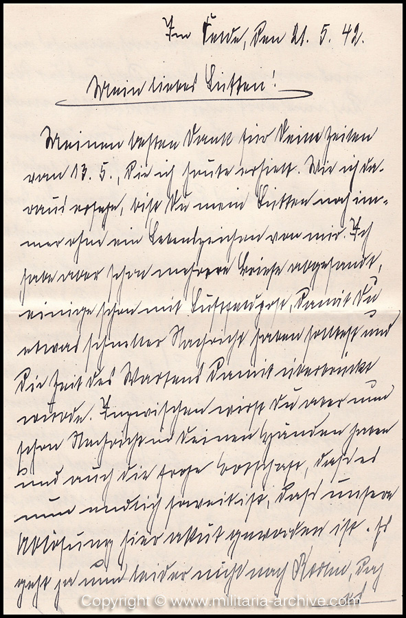 Collection of over180 items of Feldpost, Letters, Postcards, Telegraphs belonging to Polizei Obersekretär Adolf Meinke. The period covered includes 3.Komp, Pol.Btl.181, Polizei-Bataillon 2, 1. Kompanie Pol.Rgt 1, Pol.Rgt 14.