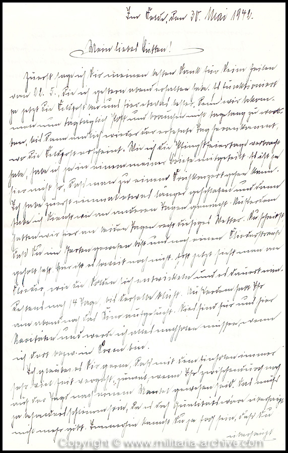 Collection of over180 items of Feldpost, Letters, Postcards, Telegraphs belonging to Polizei Obersekretär Adolf Meinke. The period covered includes 3.Komp, Pol.Btl.181, Polizei-Bataillon 2, 1. Kompanie Pol.Rgt 1, Pol.Rgt 14.
