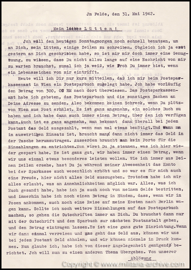 Collection of over180 items of Feldpost, Letters, Postcards, Telegraphs belonging to Polizei Obersekretär Adolf Meinke. The period covered includes 3.Komp, Pol.Btl.181, Polizei-Bataillon 2, 1. Kompanie Pol.Rgt 1, Pol.Rgt 14.