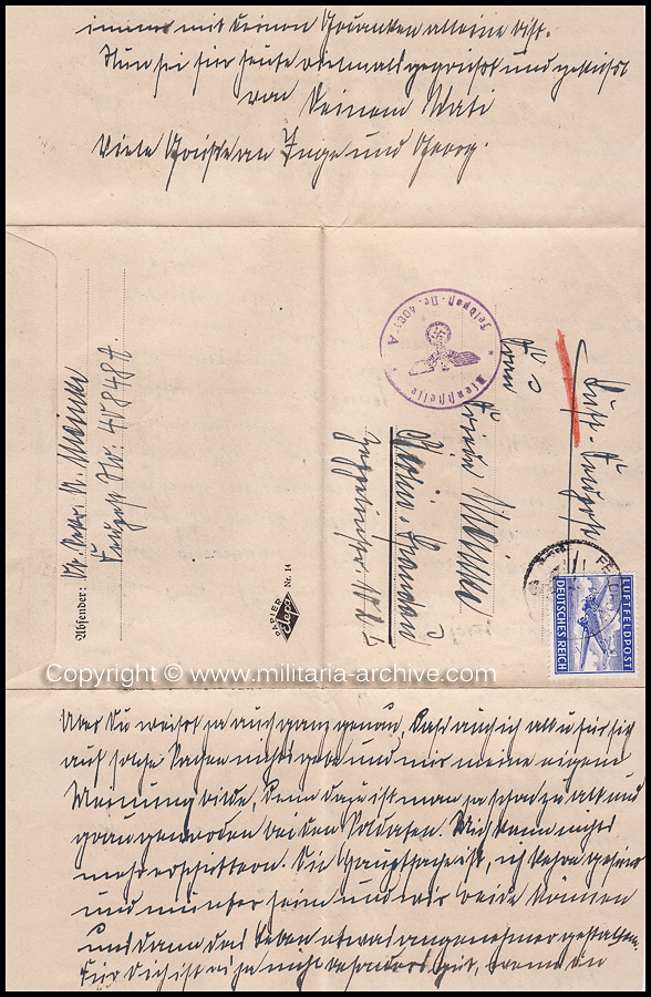 Collection of over180 items of Feldpost, Letters, Postcards, Telegraphs belonging to Polizei Obersekretär Adolf Meinke. The period covered includes 3.Komp, Pol.Btl.181, Polizei-Bataillon 2, 1. Kompanie Pol.Rgt 1, Pol.Rgt 14.