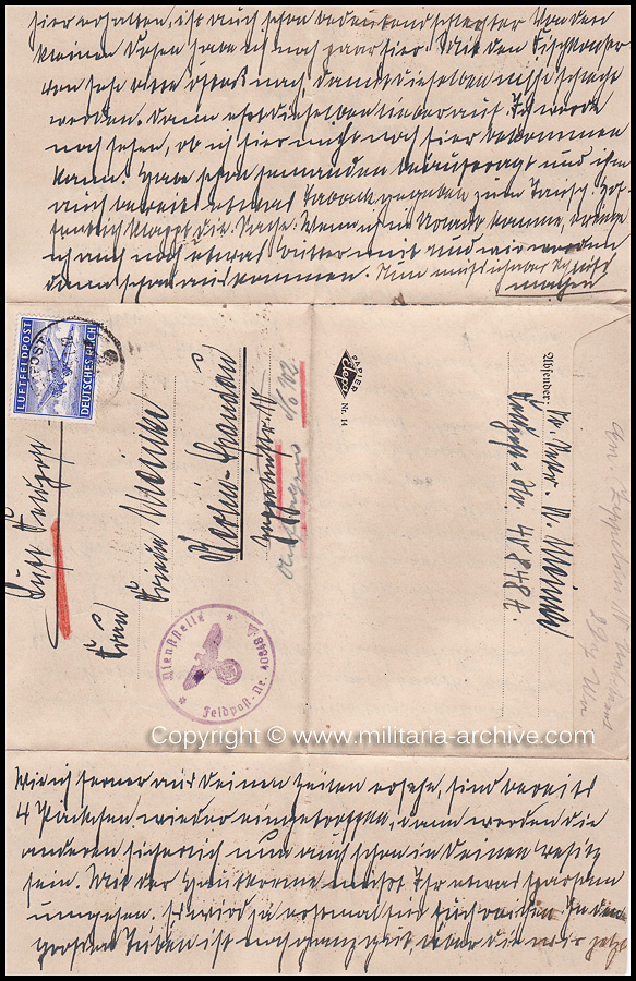 Collection of over180 items of Feldpost, Letters, Postcards, Telegraphs belonging to Polizei Obersekretär Adolf Meinke. The period covered includes 3.Komp, Pol.Btl.181, Polizei-Bataillon 2, 1. Kompanie Pol.Rgt 1, Pol.Rgt 14.