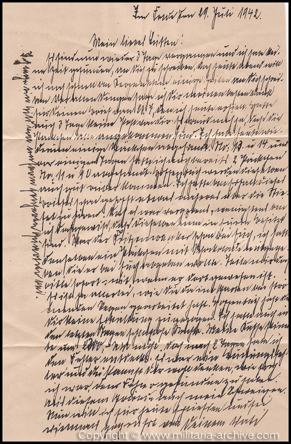 Collection of over180 items of Feldpost, Letters, Postcards, Telegraphs belonging to Polizei Obersekretär Adolf Meinke. The period covered includes 3.Komp, Pol.Btl.181, Polizei-Bataillon 2, 1. Kompanie Pol.Rgt 1, Pol.Rgt 14.