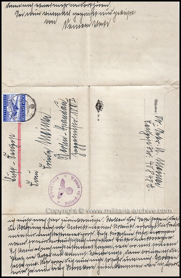 Collection of over180 items of Feldpost, Letters, Postcards, Telegraphs belonging to Polizei Obersekretär Adolf Meinke. The period covered includes 3.Komp, Pol.Btl.181, Polizei-Bataillon 2, 1. Kompanie Pol.Rgt 1, Pol.Rgt 14.