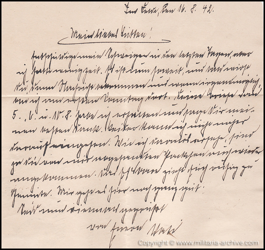 Collection of over180 items of Feldpost, Letters, Postcards, Telegraphs belonging to Polizei Obersekretär Adolf Meinke. The period covered includes 3.Komp, Pol.Btl.181, Polizei-Bataillon 2, 1. Kompanie Pol.Rgt 1, Pol.Rgt 14.