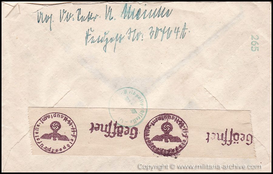 Collection of over180 items of Feldpost, Letters, Postcards, Telegraphs belonging to Polizei Obersekretär Adolf Meinke. The period covered includes 3.Komp, Pol.Btl.181, Polizei-Bataillon 2, 1. Kompanie Pol.Rgt 1, Pol.Rgt 14.