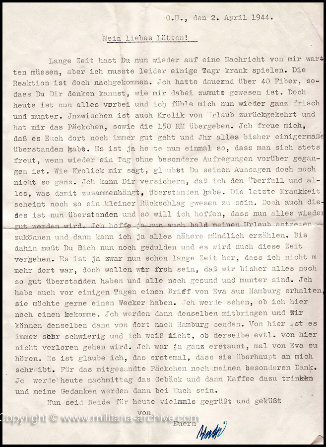 Collection of over180 items of Feldpost, Letters, Postcards, Telegraphs belonging to Polizei Obersekretär Adolf Meinke. The period covered includes 3.Komp, Pol.Btl.181, Polizei-Bataillon 2, 1. Kompanie Pol.Rgt 1, Pol.Rgt 14.