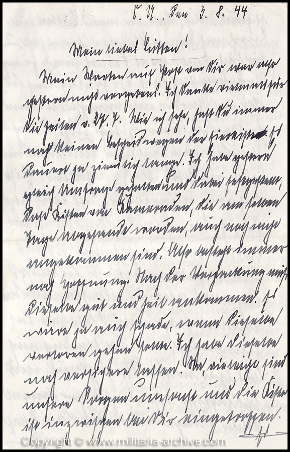 Collection of over180 items of Feldpost, Letters, Postcards, Telegraphs belonging to Polizei Obersekretär Adolf Meinke. The period covered includes 3.Komp, Pol.Btl.181, Polizei-Bataillon 2, 1. Kompanie Pol.Rgt 1, Pol.Rgt 14.