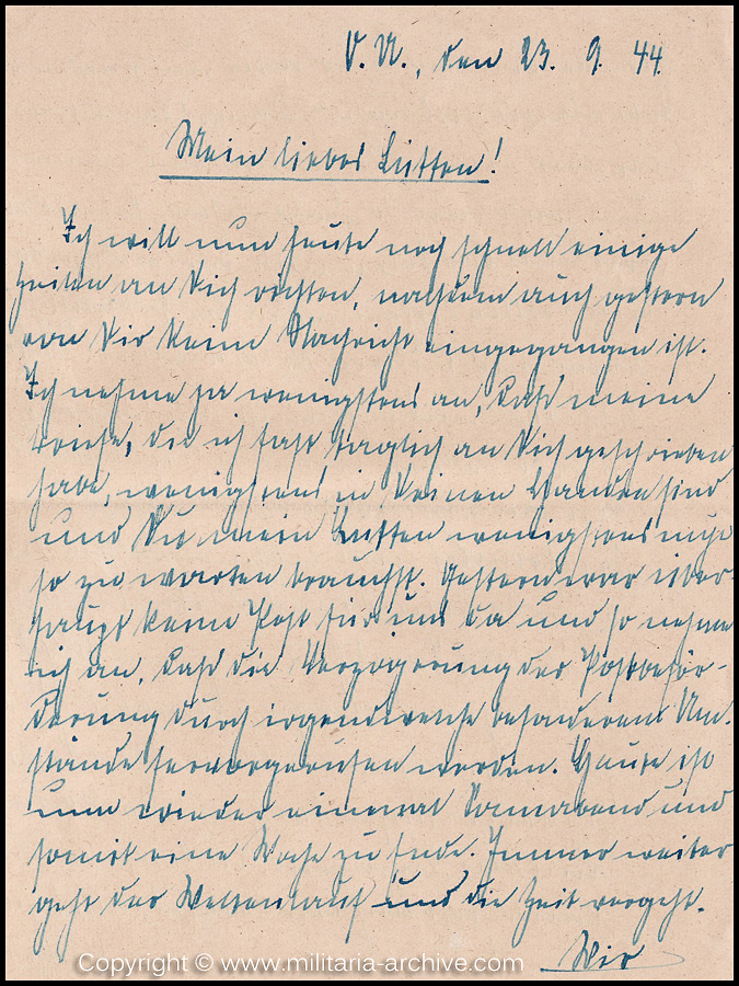 Collection of over180 items of Feldpost, Letters, Postcards, Telegraphs belonging to Polizei Obersekretär Adolf Meinke. The period covered includes 3.Komp, Pol.Btl.181, Polizei-Bataillon 2, 1. Kompanie Pol.Rgt 1, Pol.Rgt 14.