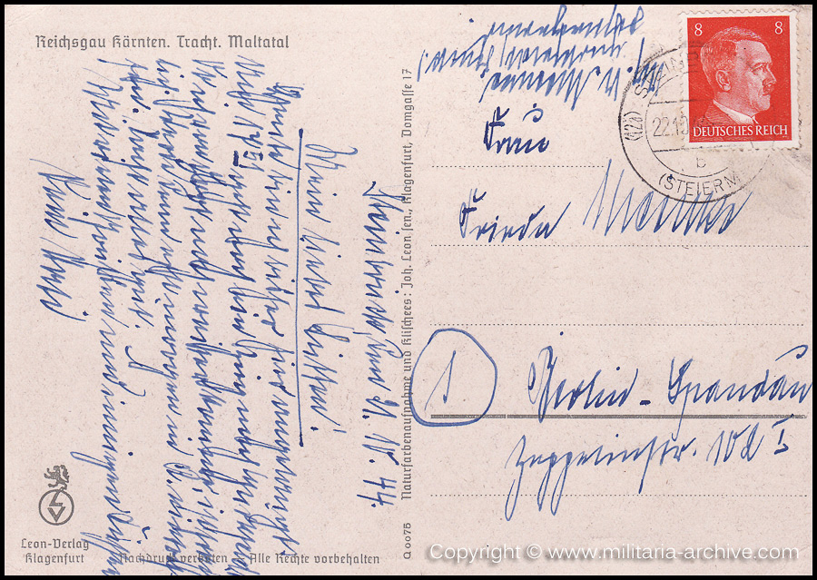 Collection of over180 items of Feldpost, Letters, Postcards, Telegraphs belonging to Polizei Obersekretär Adolf Meinke. The period covered includes 3.Komp, Pol.Btl.181, Polizei-Bataillon 2, 1. Kompanie Pol.Rgt 1, Pol.Rgt 14.