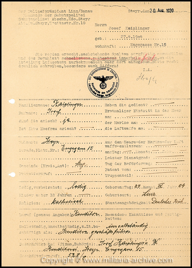 Zugwachtm.d.SchP.d.Res. Josef Kaiplinger, 12./SS-Pol.Rgt.26