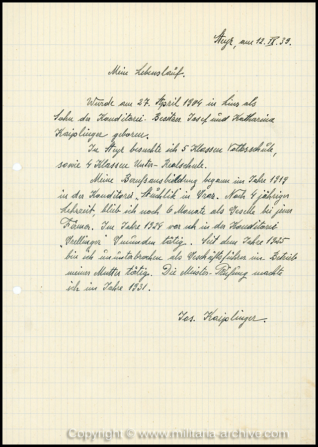 Zugwachtm.d.SchP.d.Res. Josef Kaiplinger, 12./SS-Pol.Rgt.26