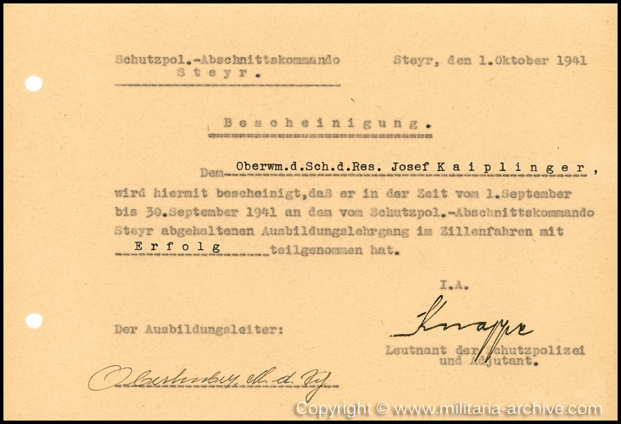 Zugwachtm.d.SchP.d.Res. Josef Kaiplinger, 12./SS-Pol.Rgt.26