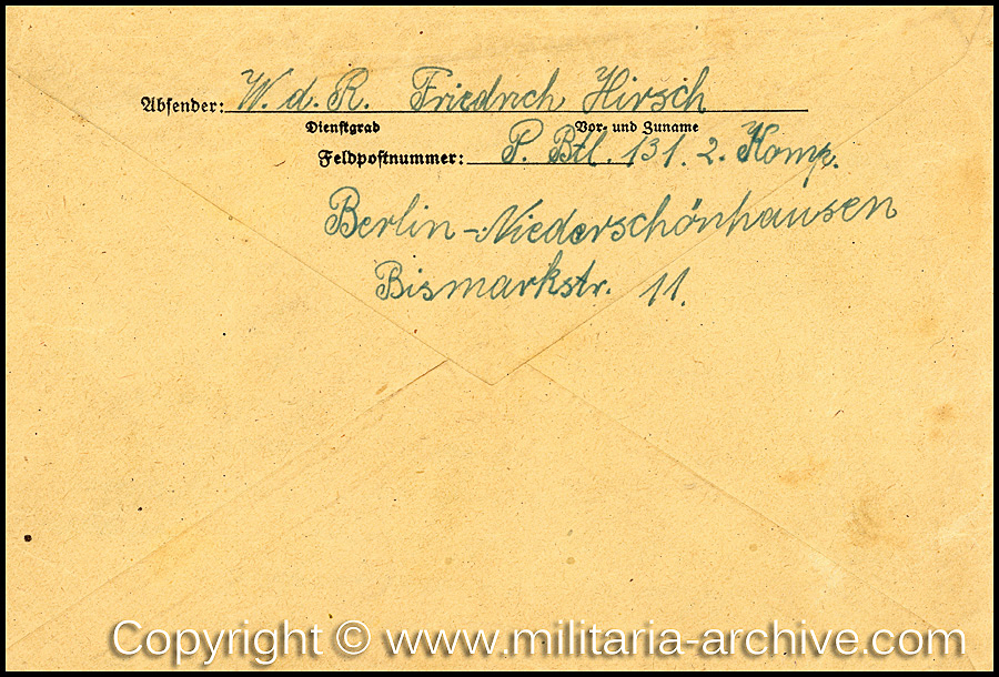 POL.-Wachtmeister Friedrich Hirsch 1940-1941 2.kp, Polizei-Bataillon 131