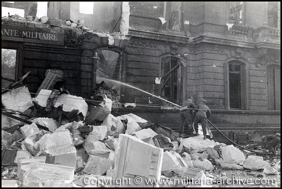 Aftermath of the Bombing of Lyon, Friday, May 26, 1944. The building 14, avenue Berthelot is from May 1943 the headquarters of an Einsatzkommando of the Sipo German SD (police and service of German security in Lyon): section IV of the Gestapo, led by Klaus Barbie. 