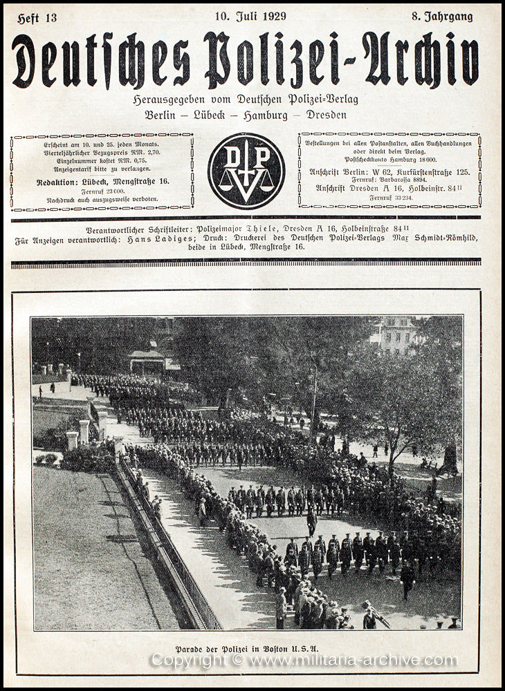 Deutsche Polizei Archiv 10th July 1929