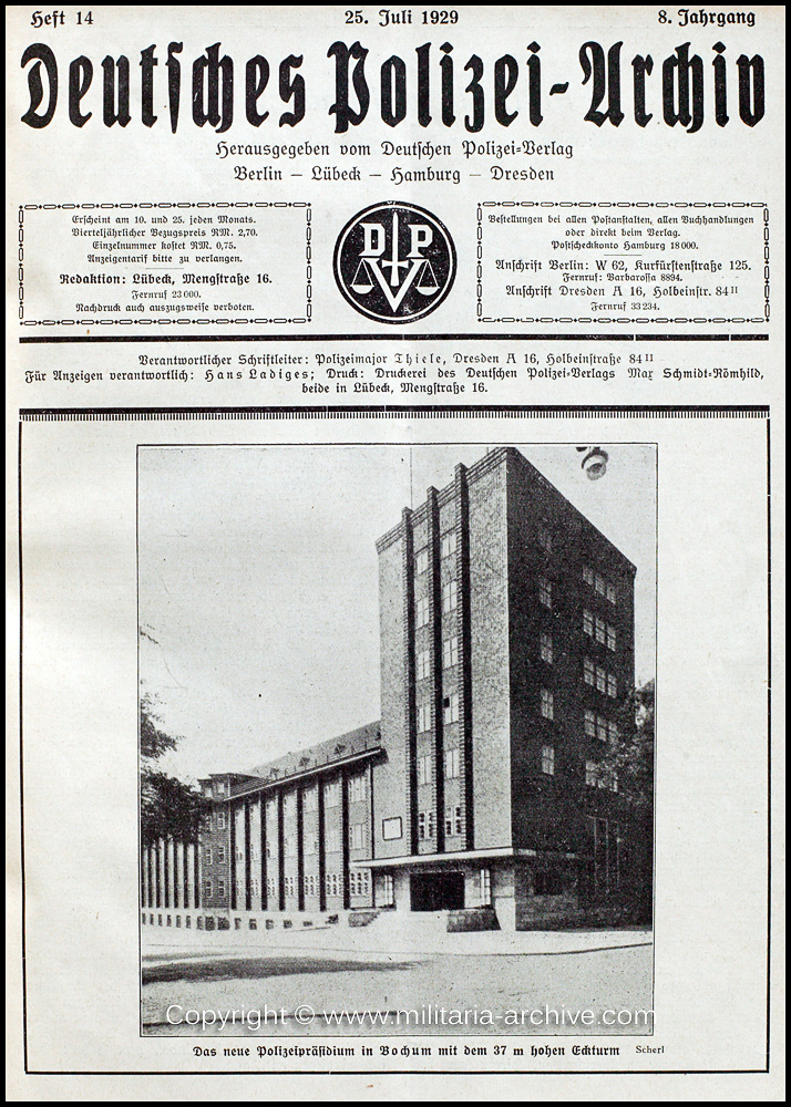 Deutsche Polizei Archiv 25th July 1929