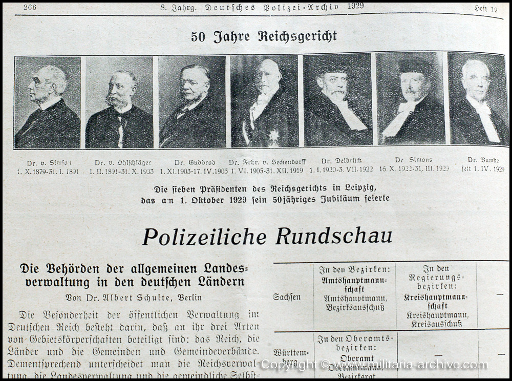 Deutsche Polizei Archiv 10th October 1929