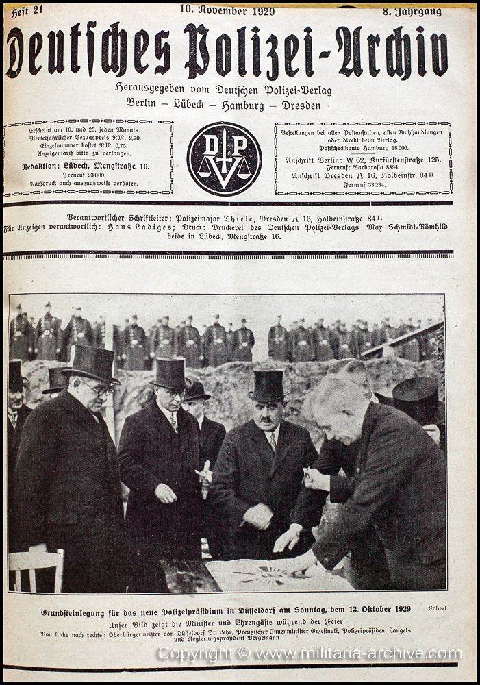 Deutsche Polizei Archiv 10th November 1929