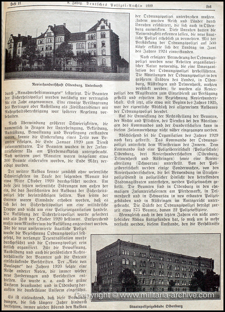 Deutsche Polizei Archiv 10th November 1929