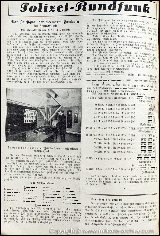 Deutsche Polizei Archiv 25th November 1929